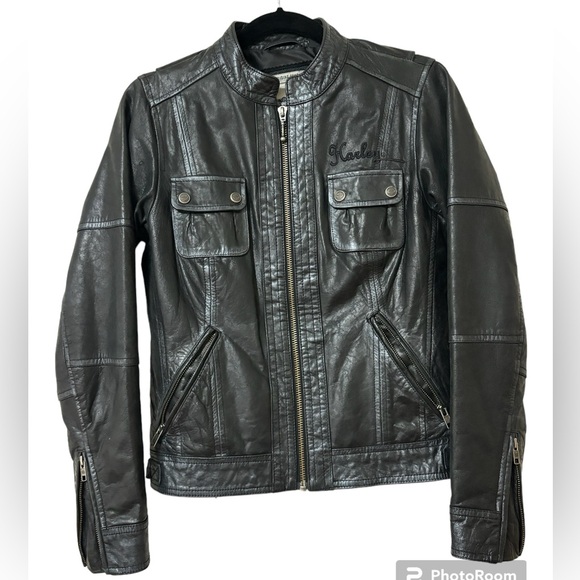 Harley Davidson Women’s Black Leather Jacket - Picture 2 of 9